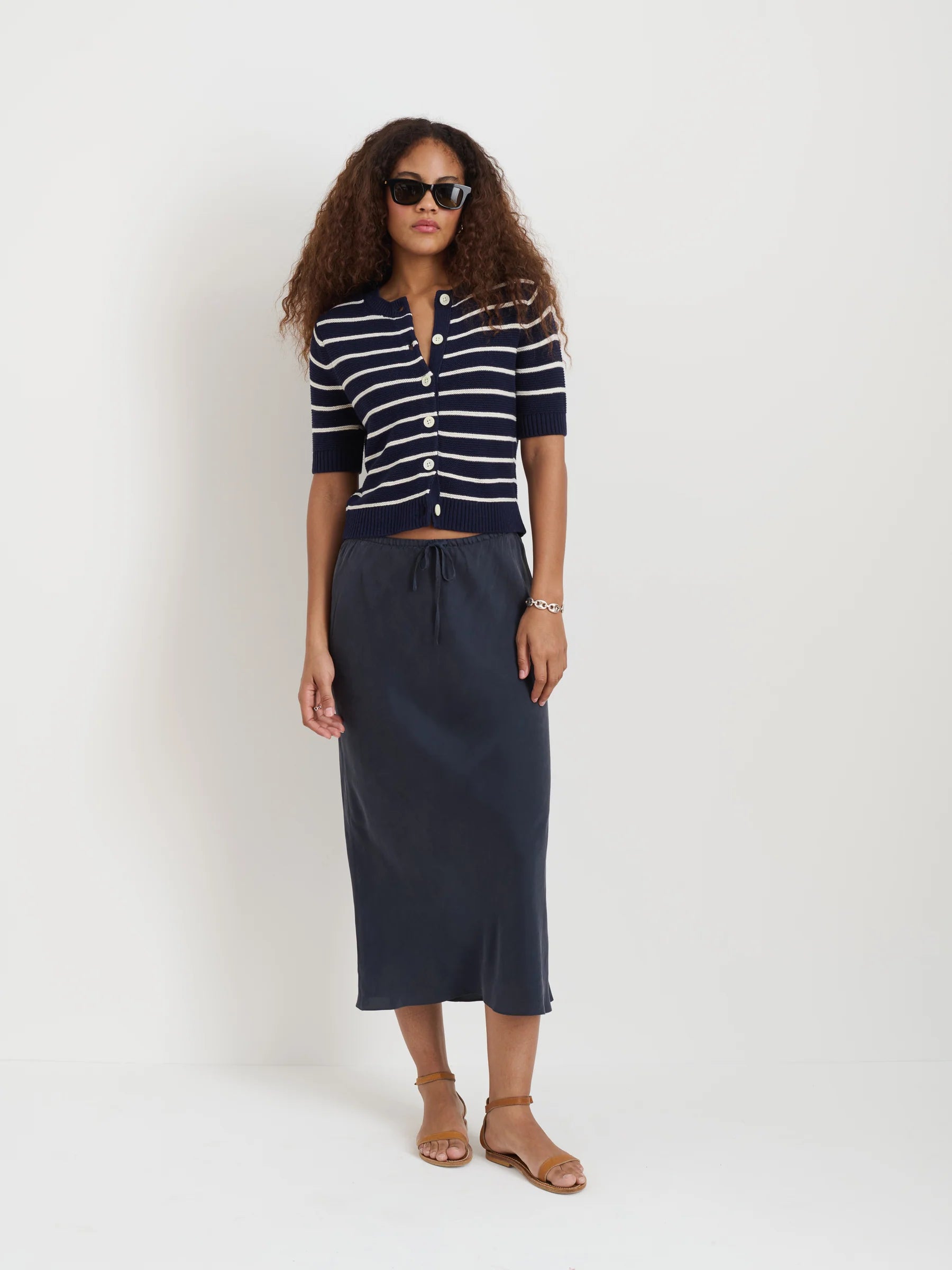 Alex Mill Elle Striped Sweater in Cotton Linen - Navy Night/Off White