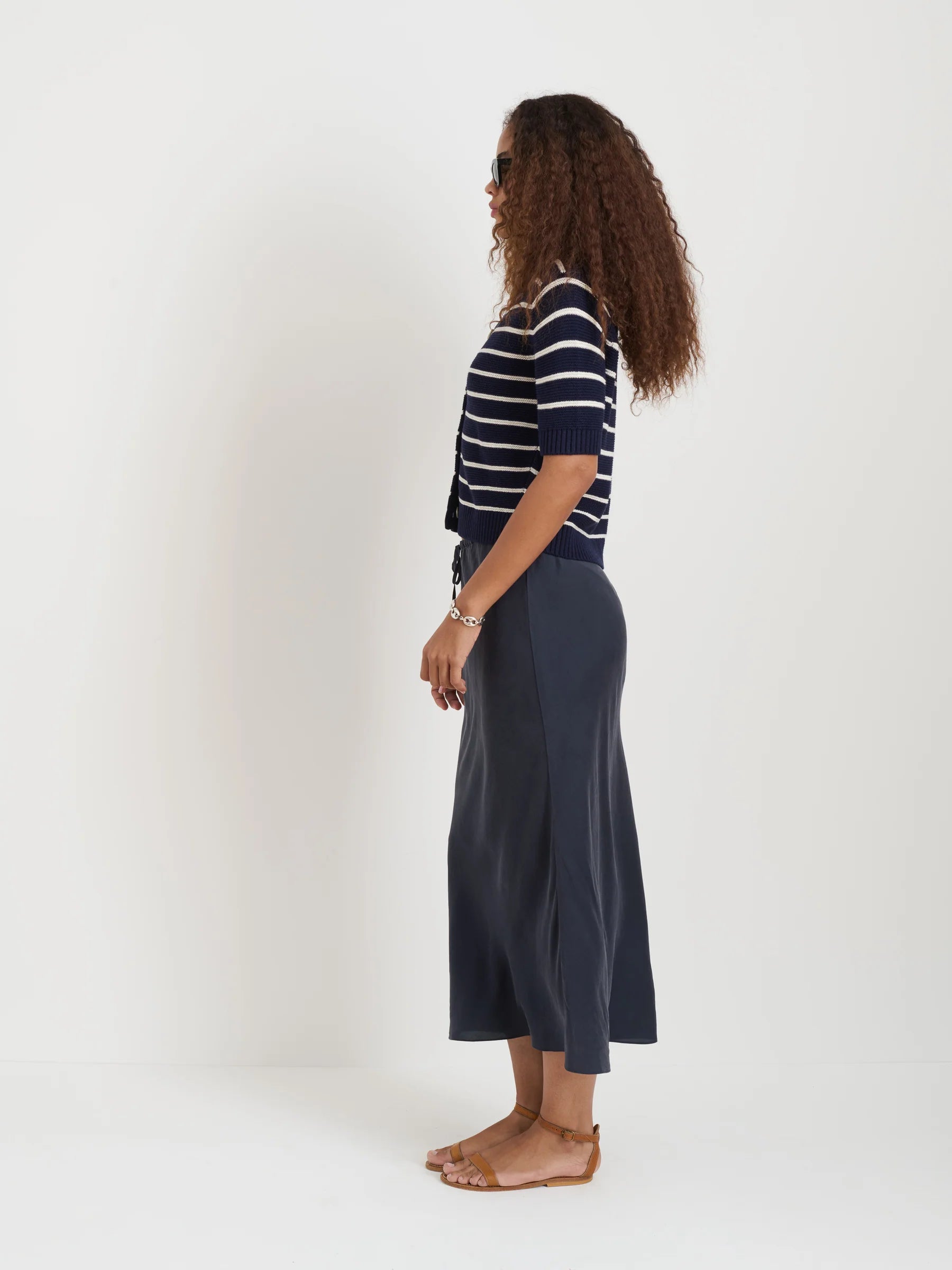 Alex Mill Elle Striped Sweater in Cotton Linen - Navy Night/Off White