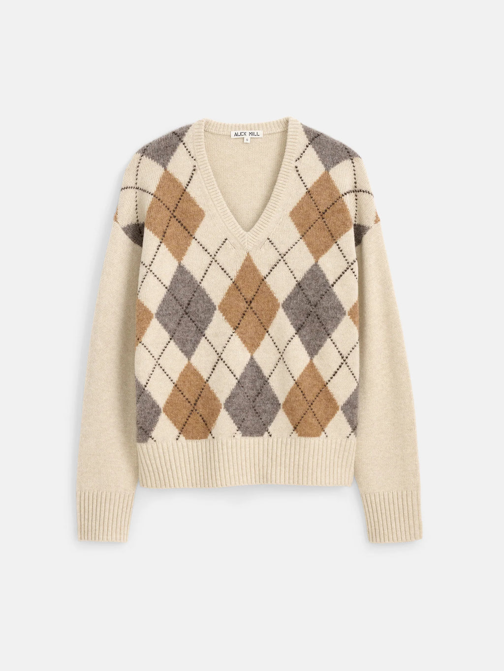 Alex Mill Campbell Argyle V-neck Sweater - Wishbone Multi
