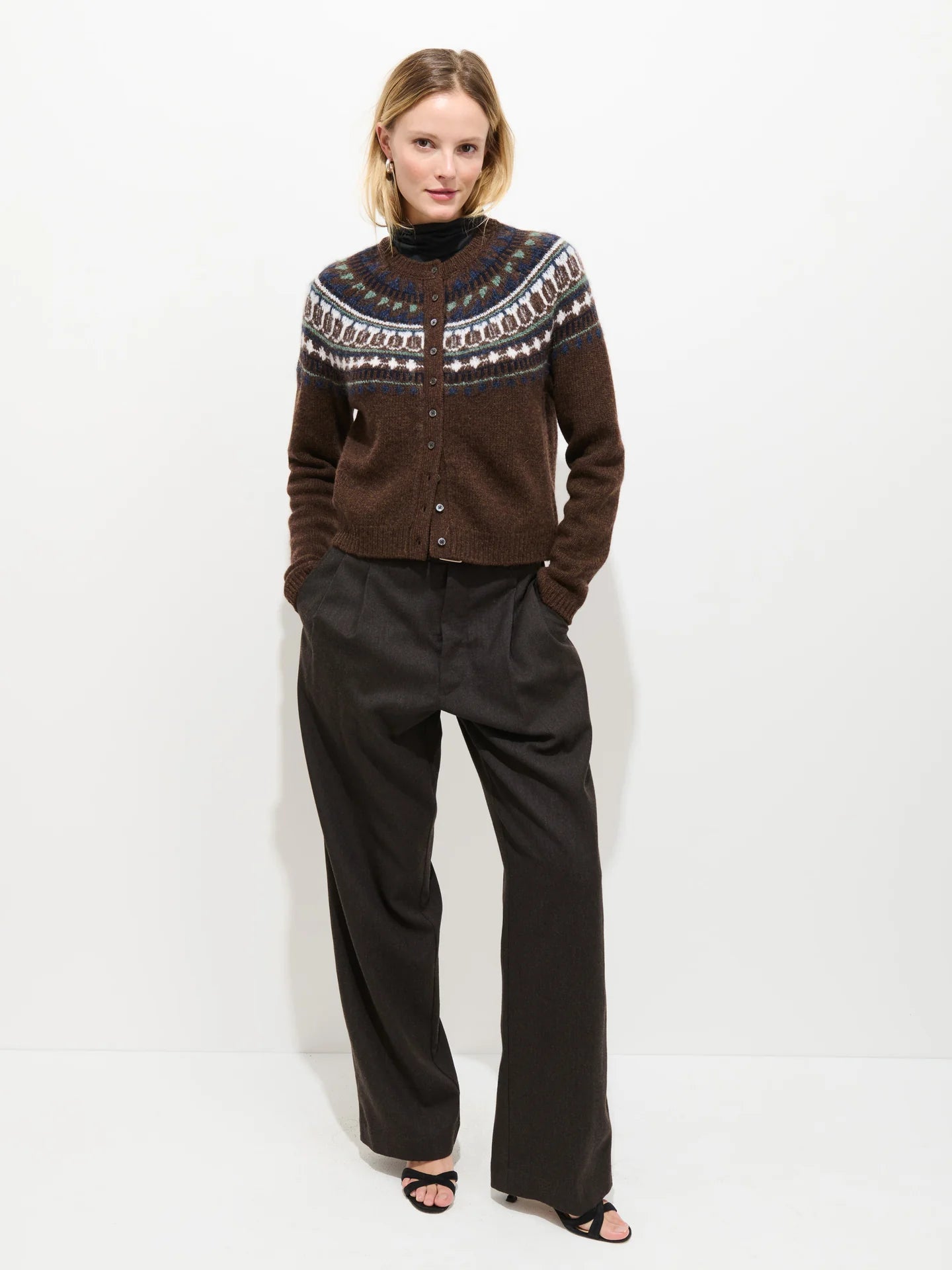 Alex Mill Charlotte Fairisle Sweater in Wool - Chestnut