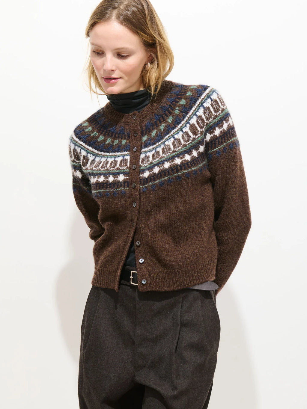 Alex Mill Charlotte Fairisle Sweater in Wool - Chestnut