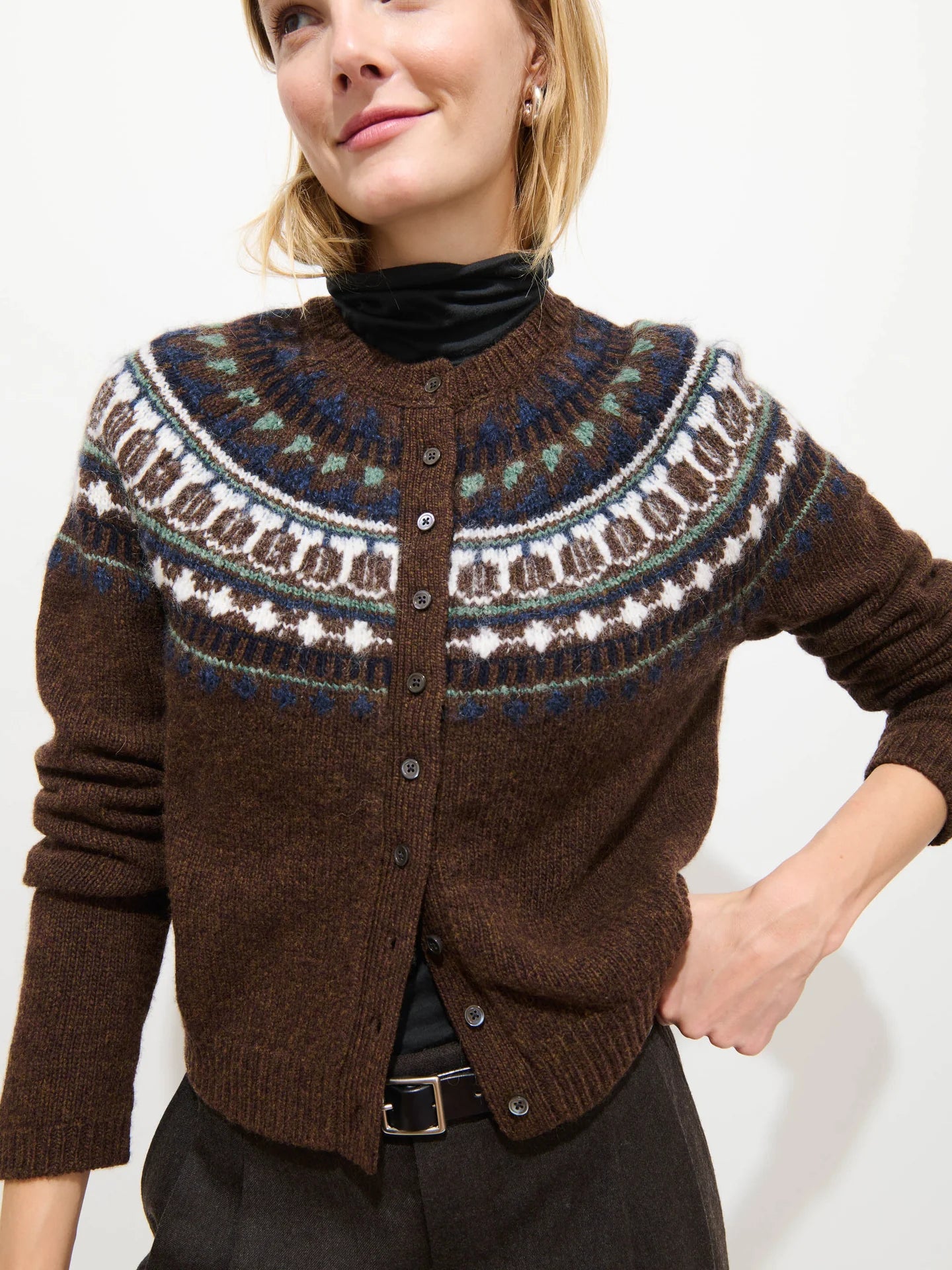 Alex Mill Charlotte Fairisle Sweater in Wool - Chestnut