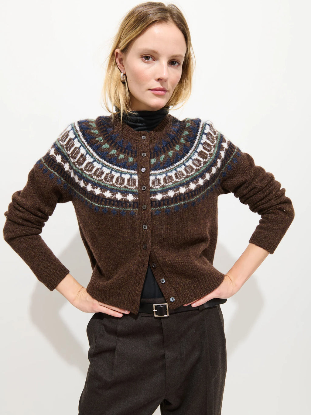 Alex Mill Charlotte Fairisle Sweater in Wool - Chestnut