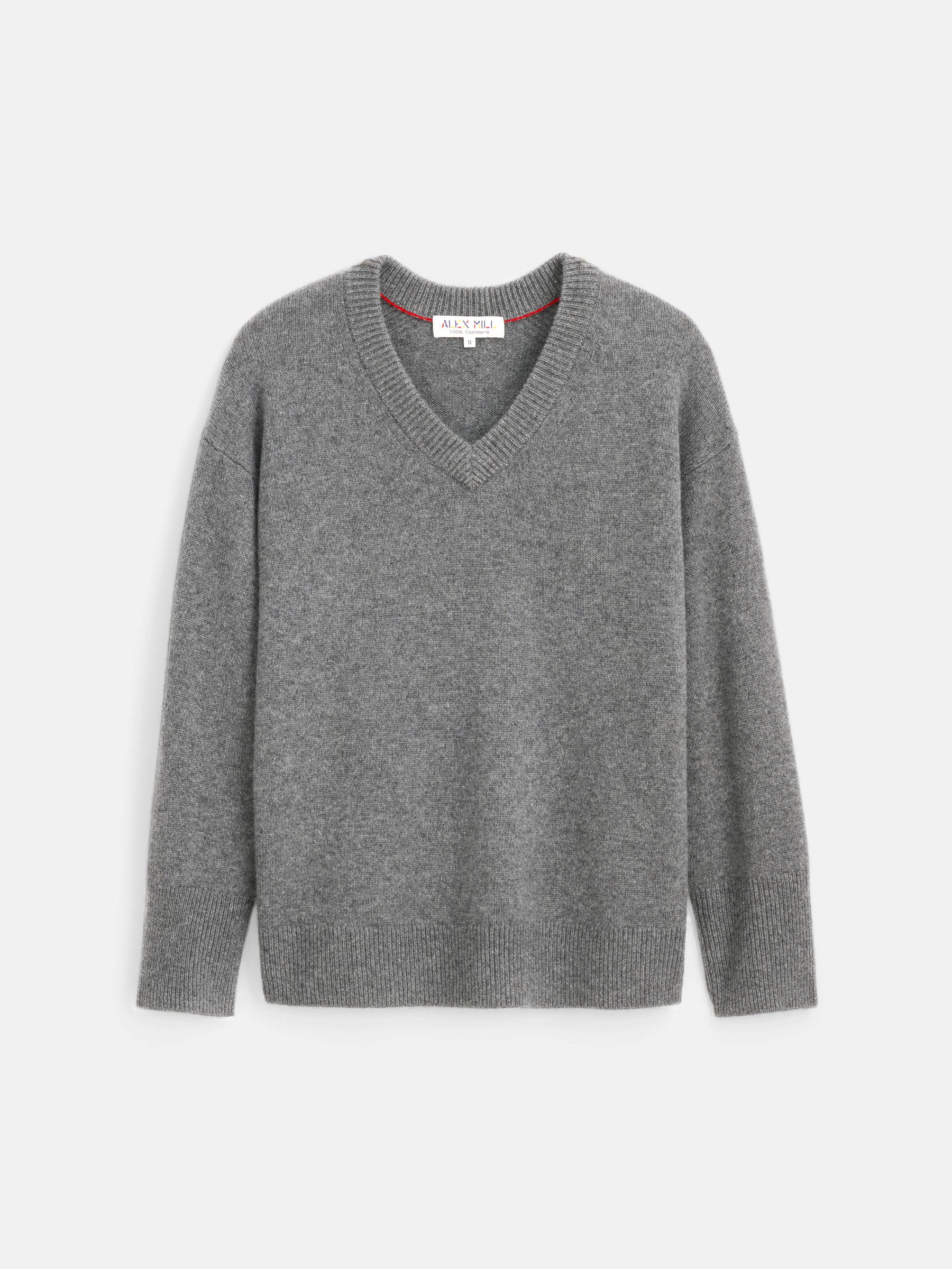 Alex Mill Rowan V-Neck Cashmere Sweater - Sterling Grey