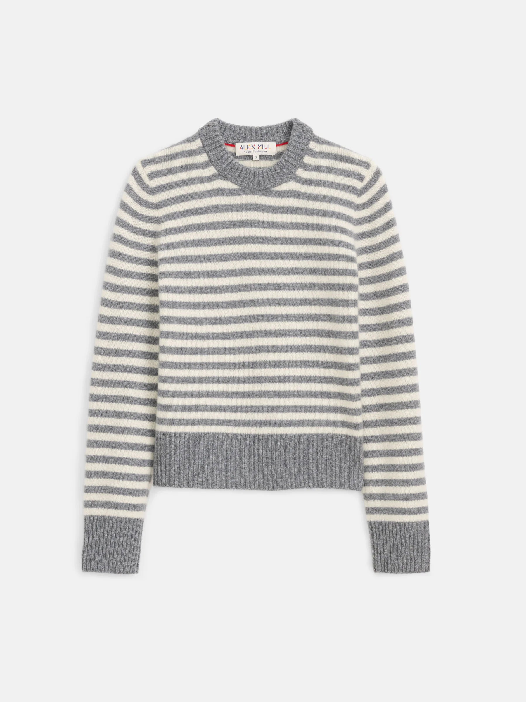 Alex Mill Marais Striped Cashmere Sweater - Heather Grey