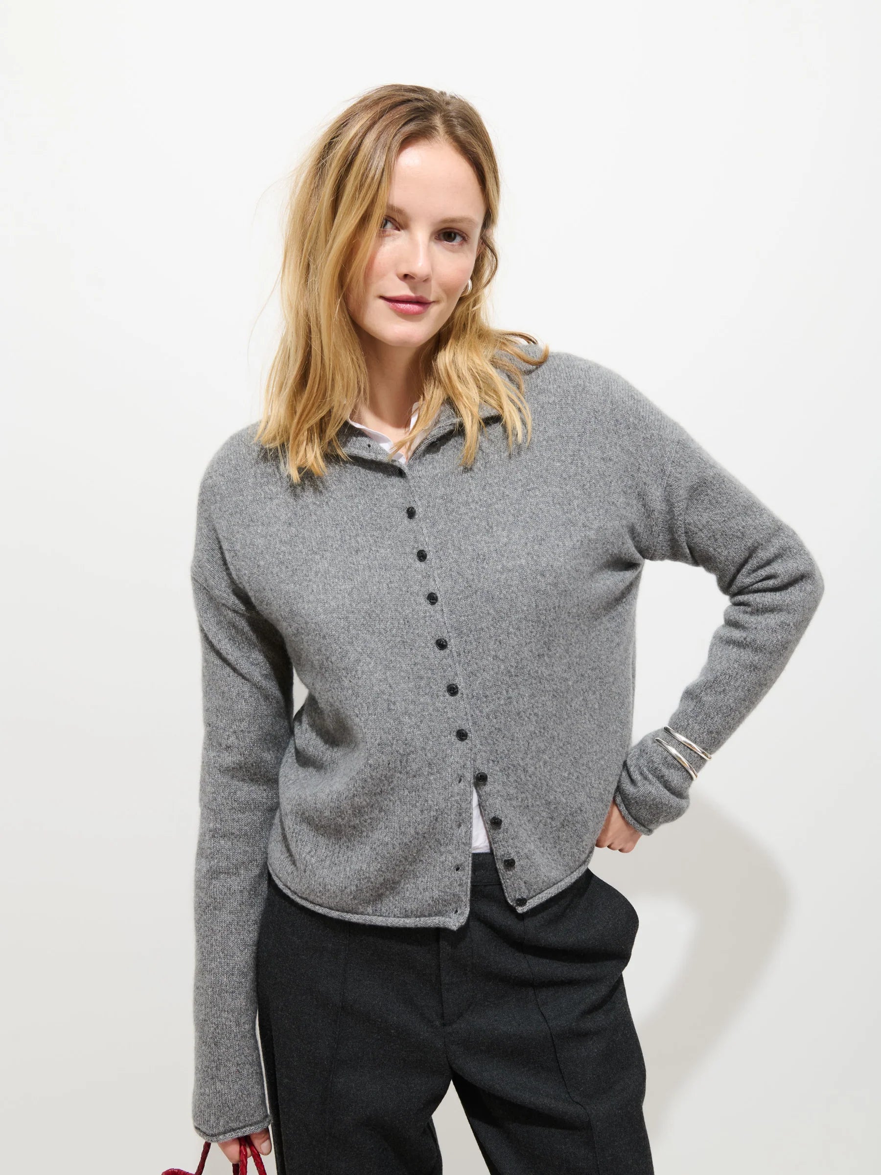 Alex Mill Taylor Cardigan In Cotton Cashmere - Marbled Grey