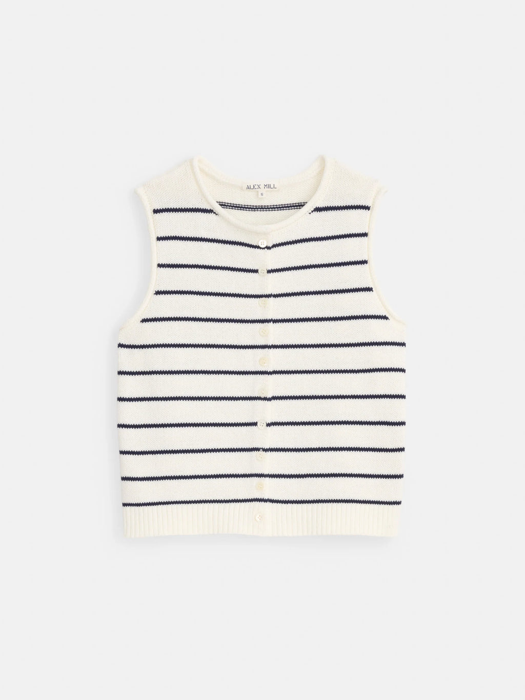 Alex Mill Taylor Striped Vest in Cotton - Ivory/Navy Night