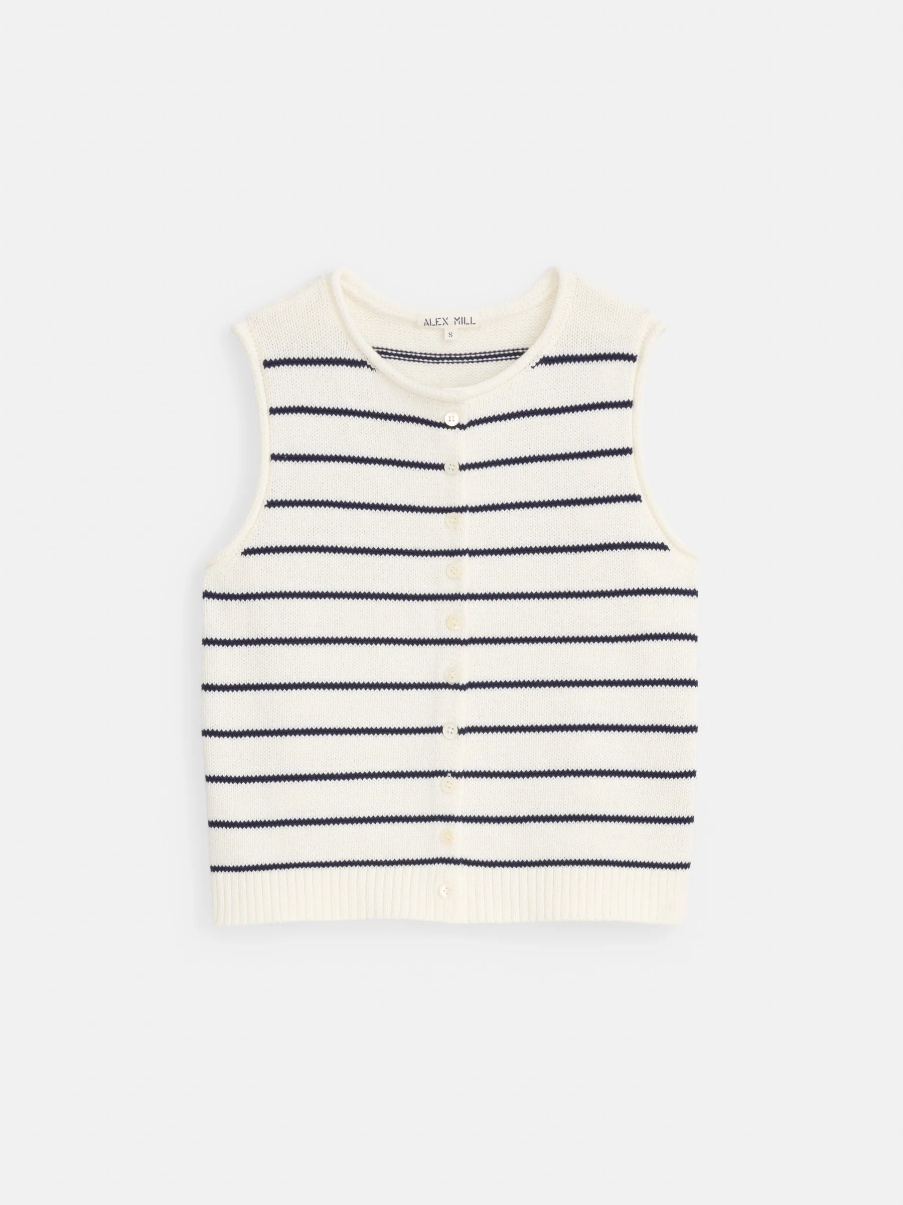 Alex Mill Taylor Striped Vest in Cotton - Ivory/Navy Night