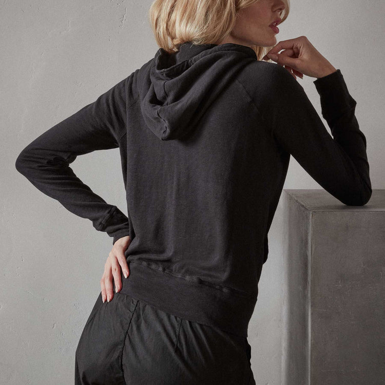 James Perse Vintage French Terry Zip Hoodie - Black