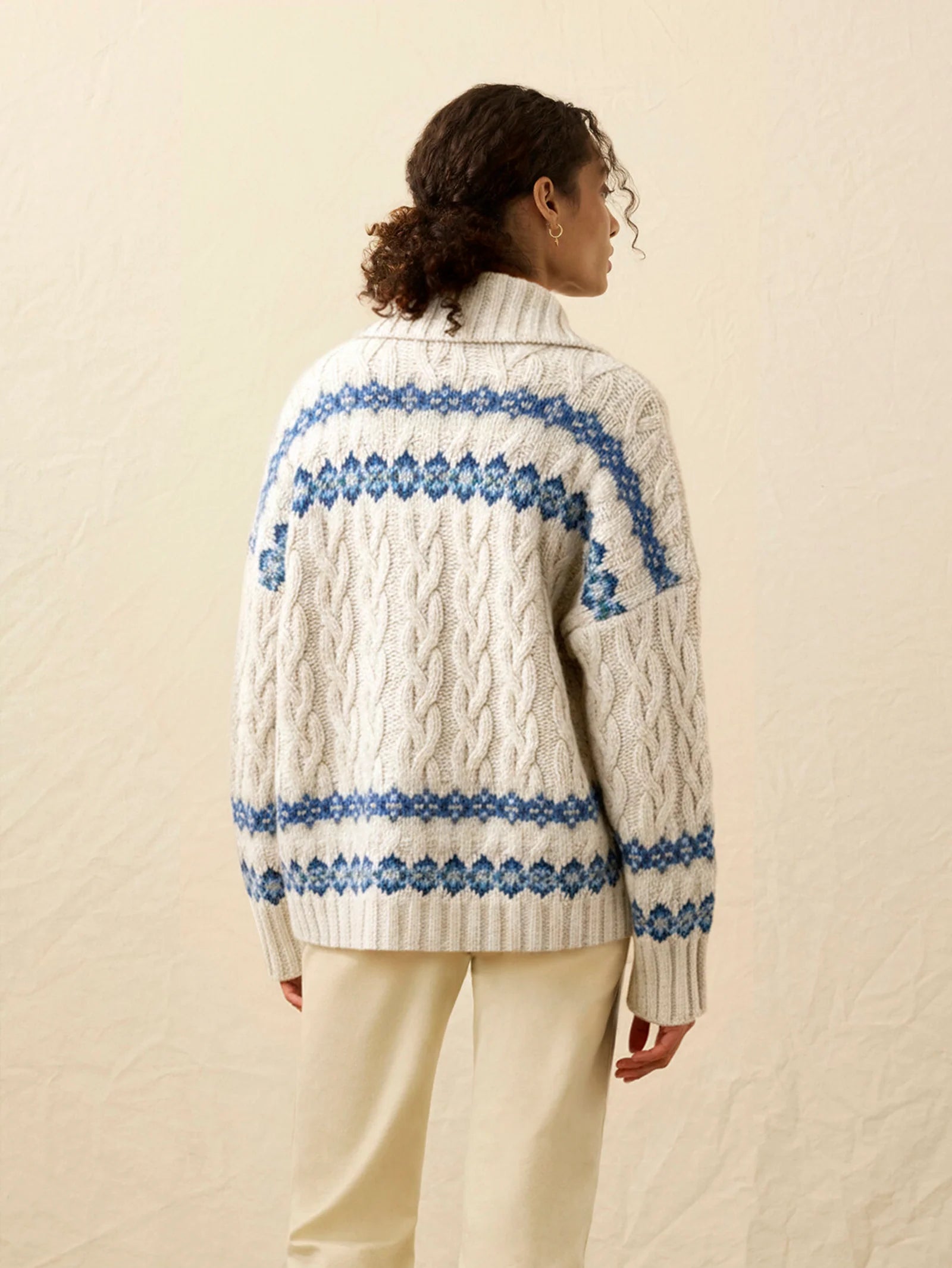 Faherty Highland Fairisle Cardigan - Lakeside Fairisle Snow