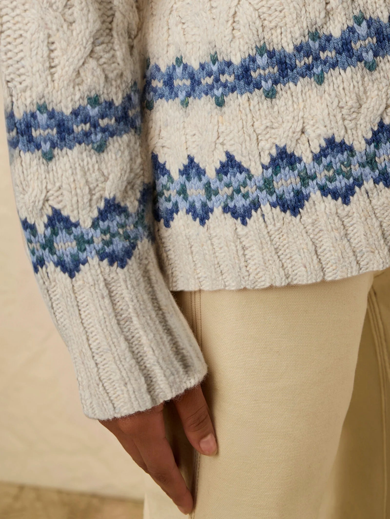 Faherty Highland Fairisle Cardigan - Lakeside Fairisle Snow