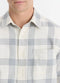 Vince West Coast Plaid Cotton Long-Sleeve Shirt - Classic Cream/Evening Mist