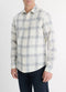 Vince West Coast Plaid Cotton Long-Sleeve Shirt - Classic Cream/Evening Mist