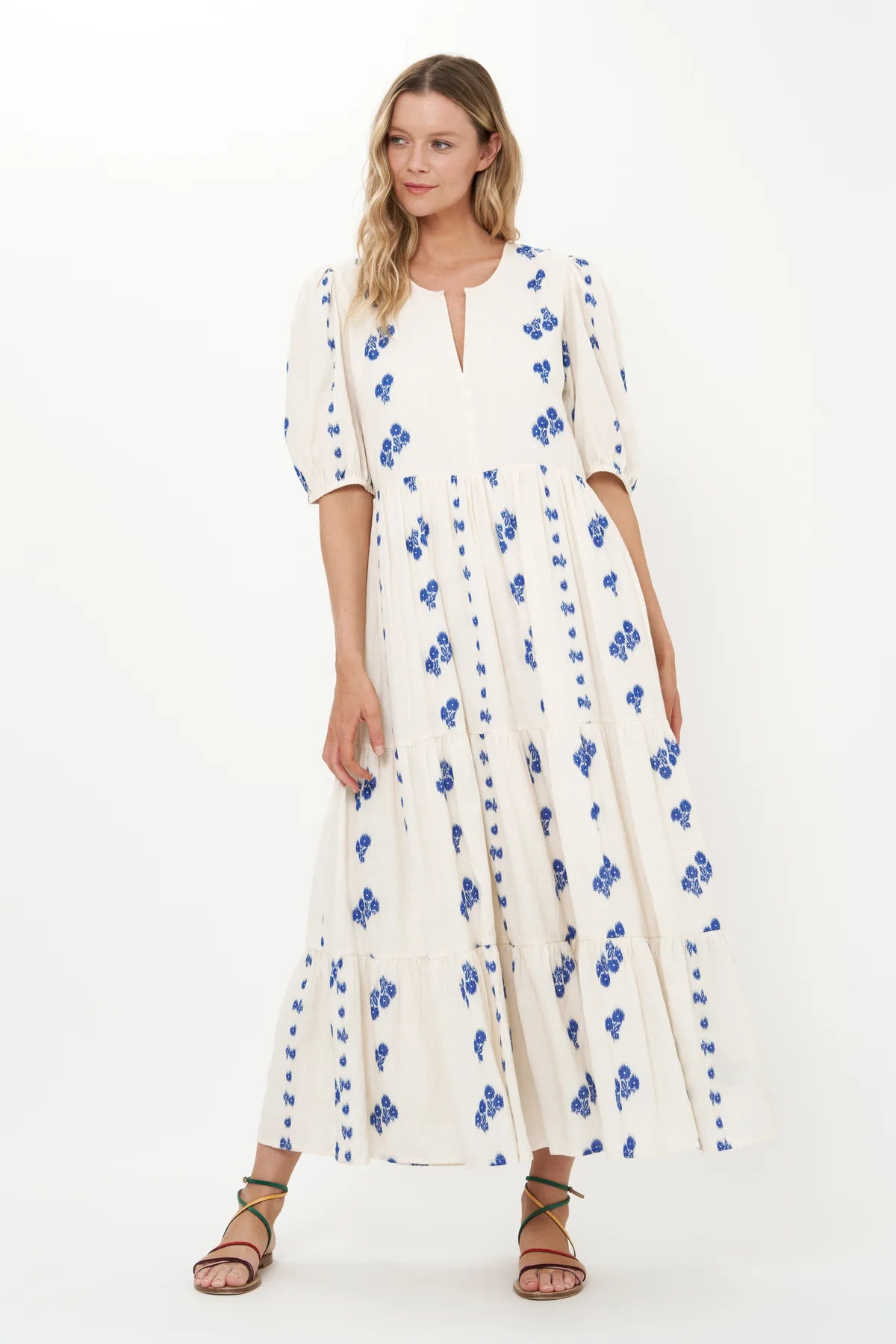 Oliphant Puff Sleeve Maxi- Wicklow Blue
