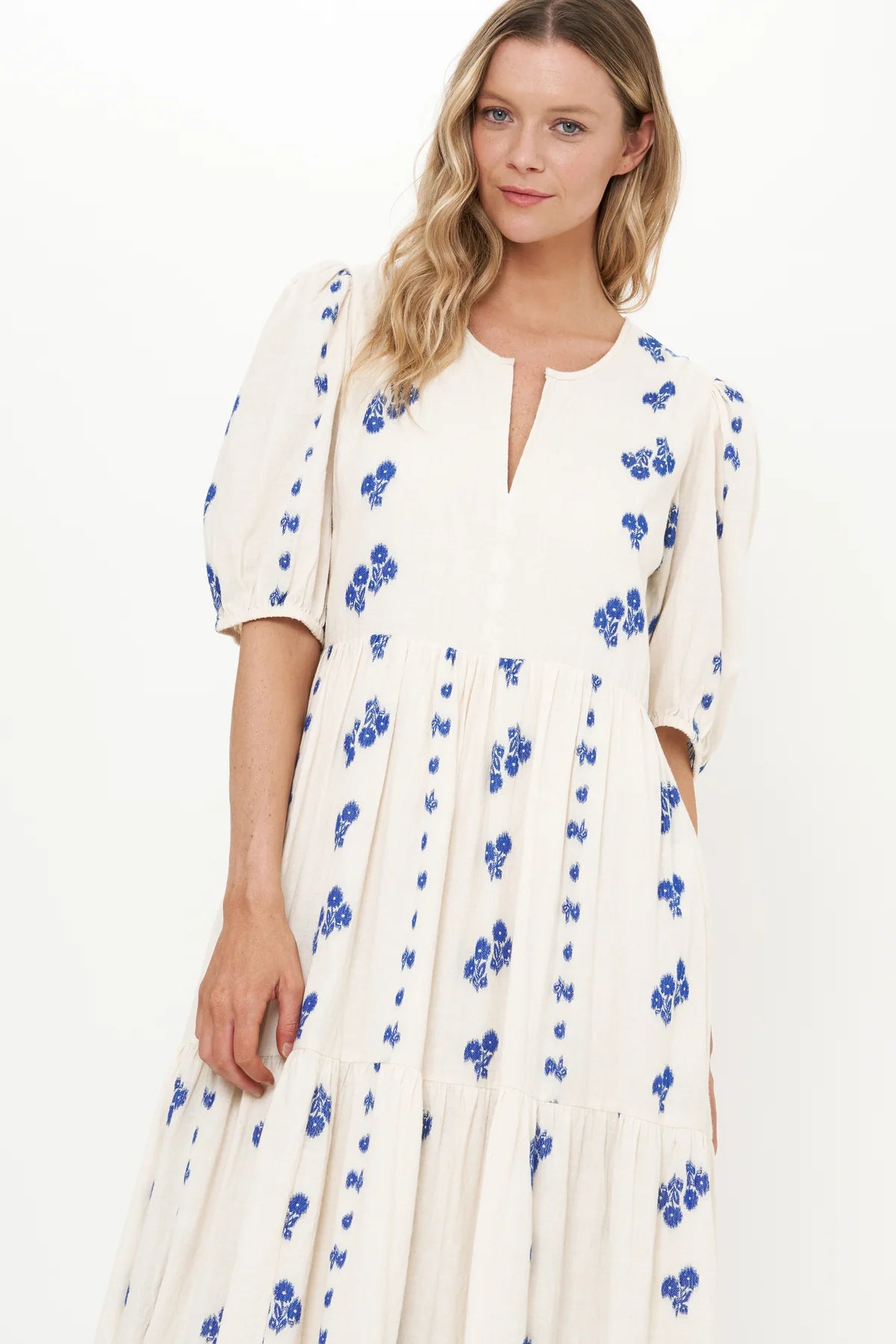 Oliphant Puff Sleeve Maxi- Wicklow Blue