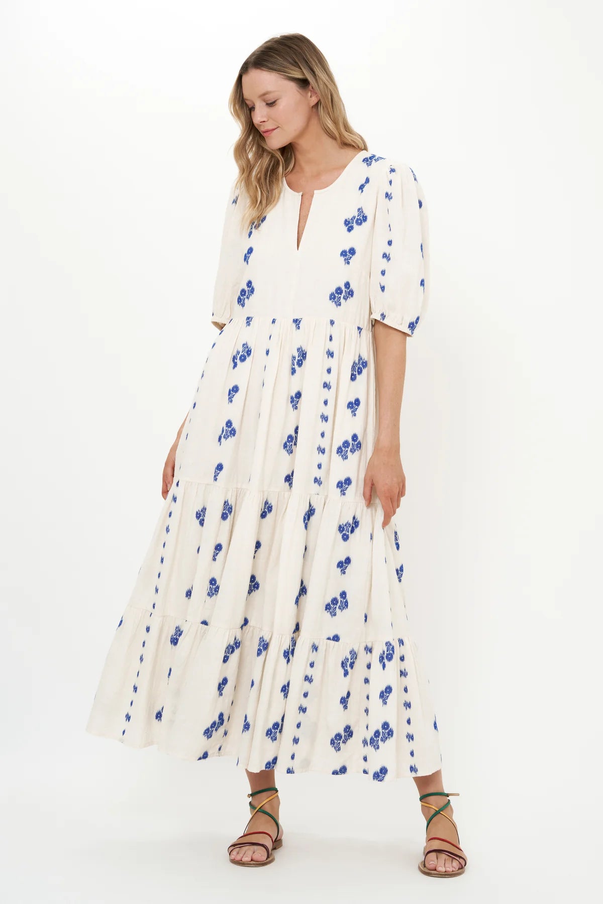 Oliphant Puff Sleeve Maxi- Wicklow Blue