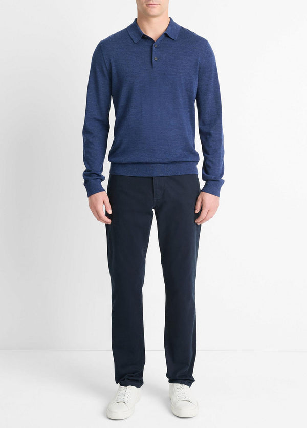 Vince Wool Long-Sleeve Polo Sweater in Regal Blue