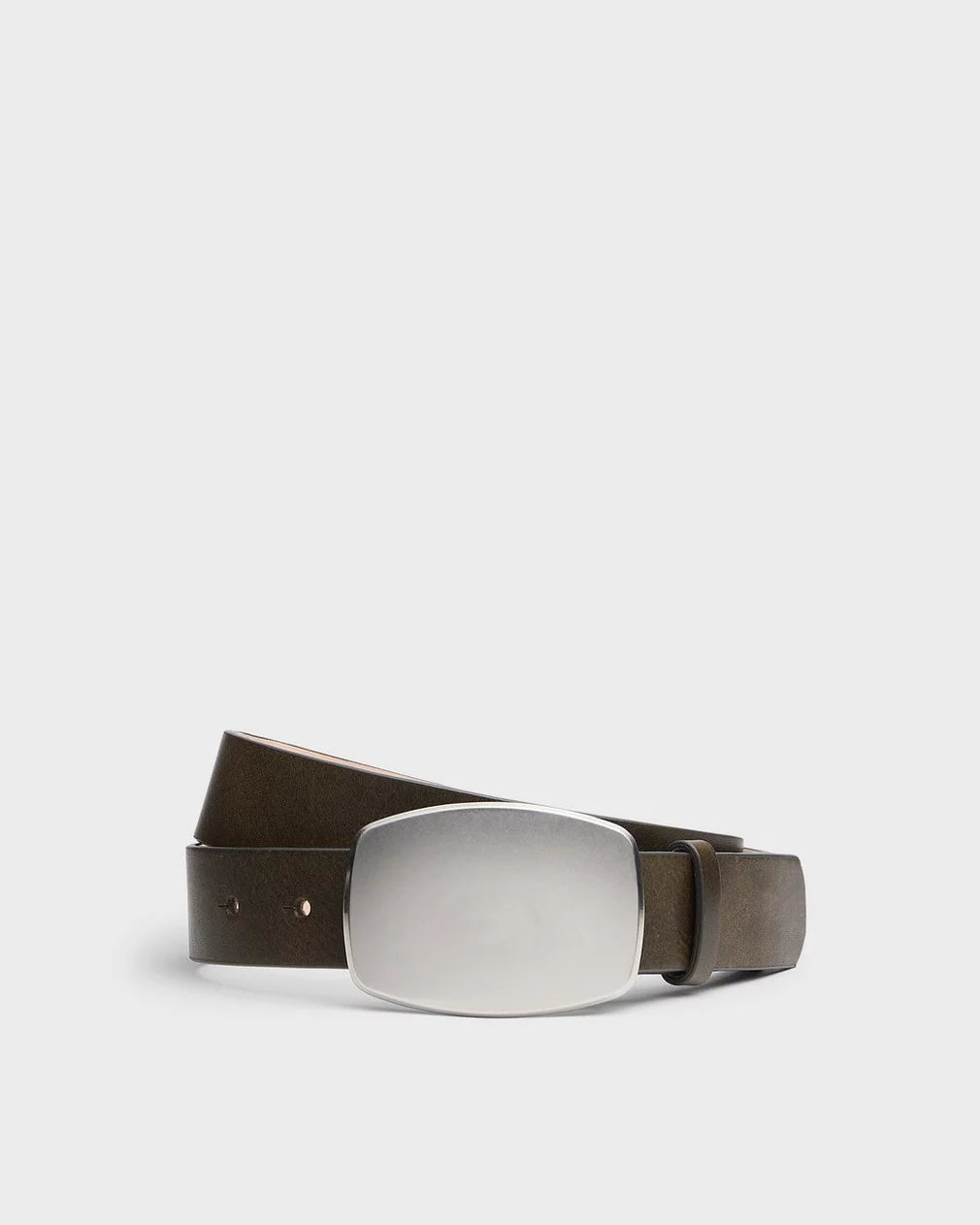 Rag & Bone Wyatt Plaque Leather Belt - Olive