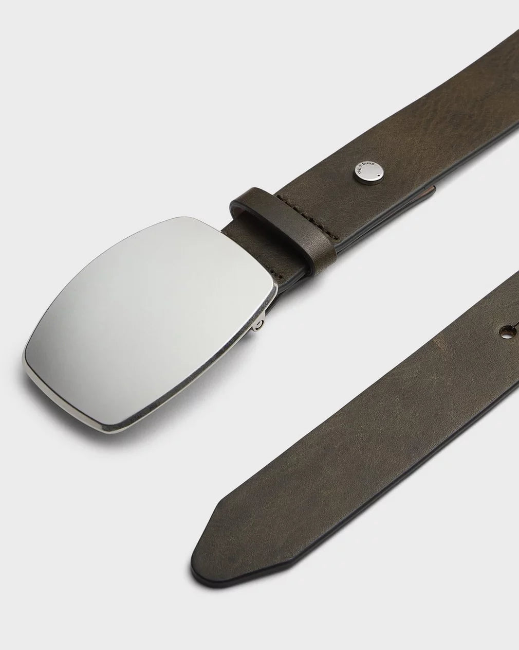 Rag & Bone Wyatt Plaque Leather Belt - Olive