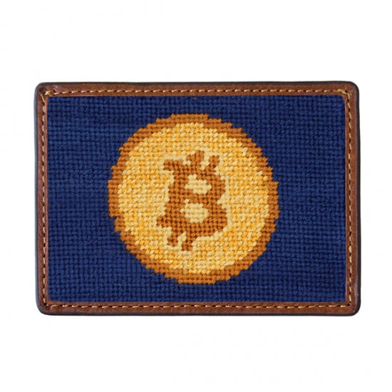 Smathers & Branson Bitcoin Needlepoint Credit Card Wallet (Classic Navy)