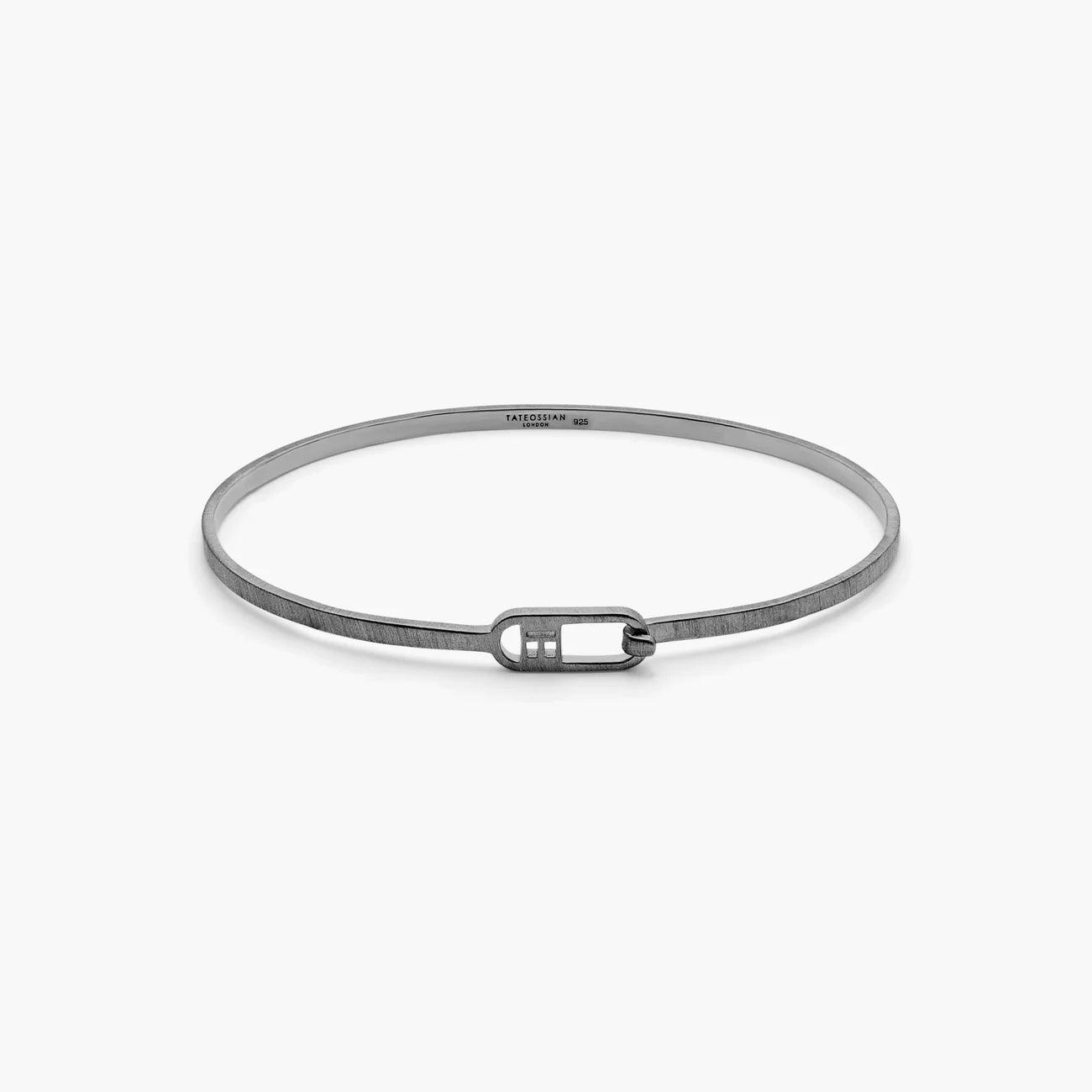 Tateossian T-bangle in Brushed Black Rhodium Plated Sterling Silver