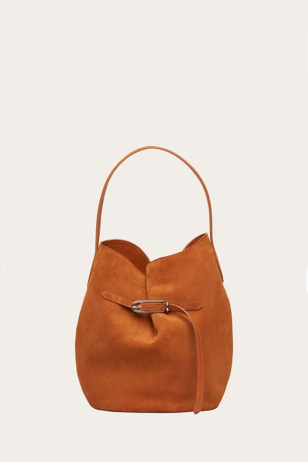 Liffner Belted Bucket Bag Large Cinnamon Suede