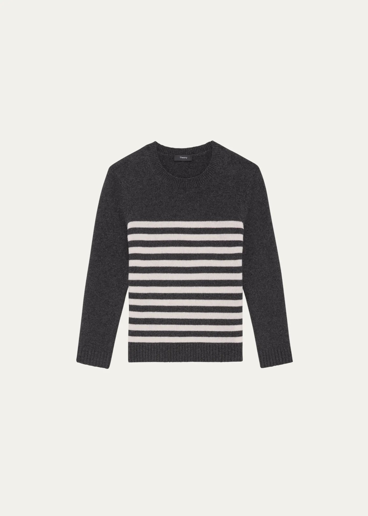 Theory Shrunken Crew Sweater  - Charcoal/Ivory