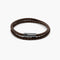 Tateossian Pop Rigato Bracelet in Double Wrap Italian Brown Leather with Black Rhodium Plated Sterling Silver
