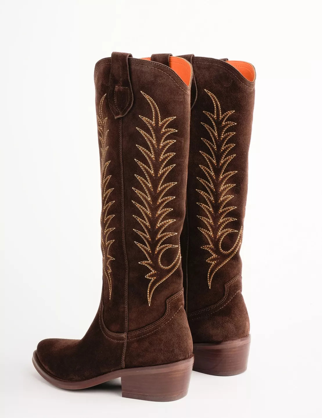 Penelope Chilvers Blanca Suede Embroidered Boot Bitter Chocolate