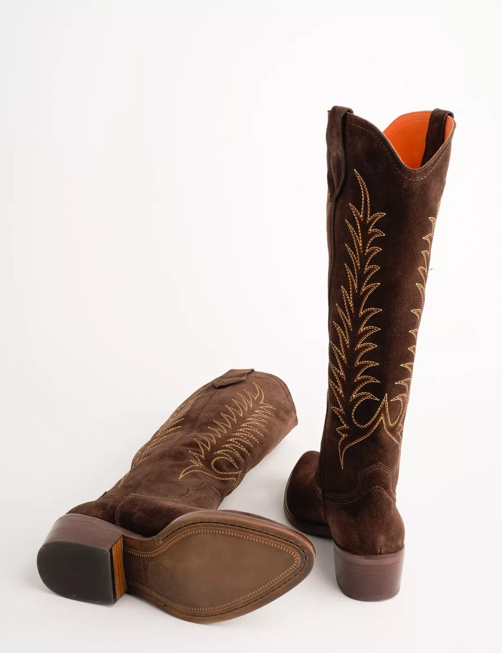 Penelope Chilvers Blanca Suede Embroidered Boot Bitter Chocolate