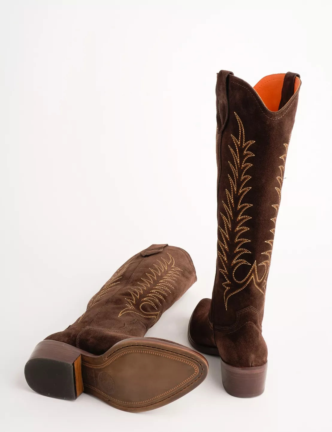 Penelope Chilvers Blanca Suede Embroidered Boot Bitter Chocolate