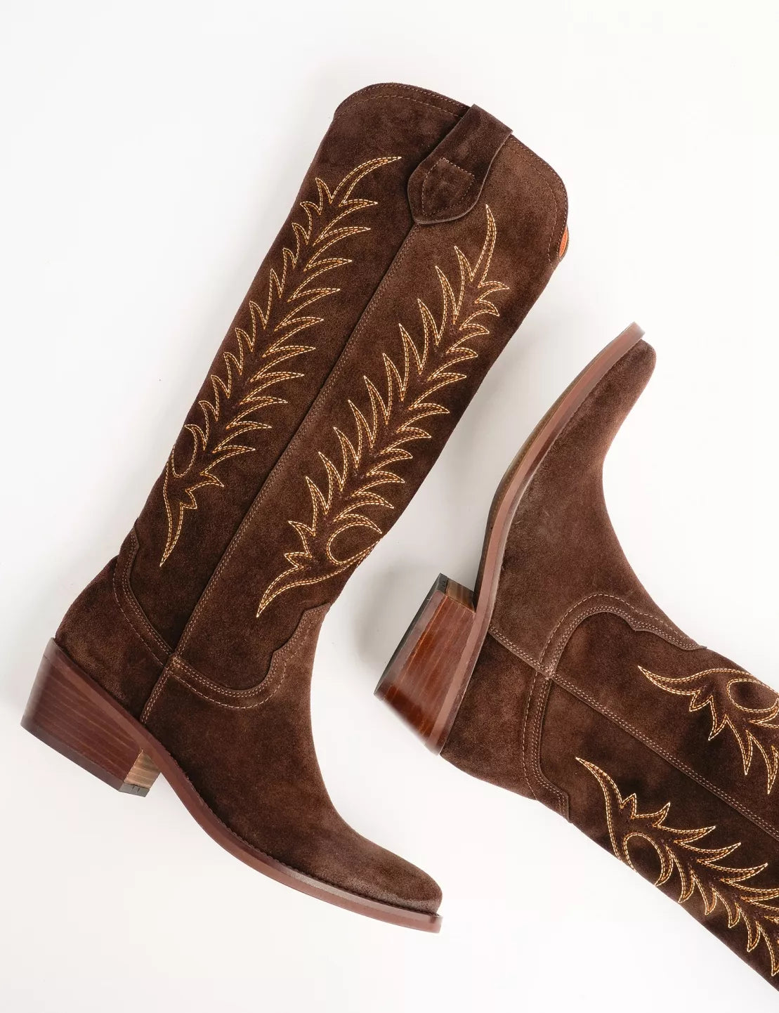 Penelope Chilvers Blanca Suede Embroidered Boot Bitter Chocolate