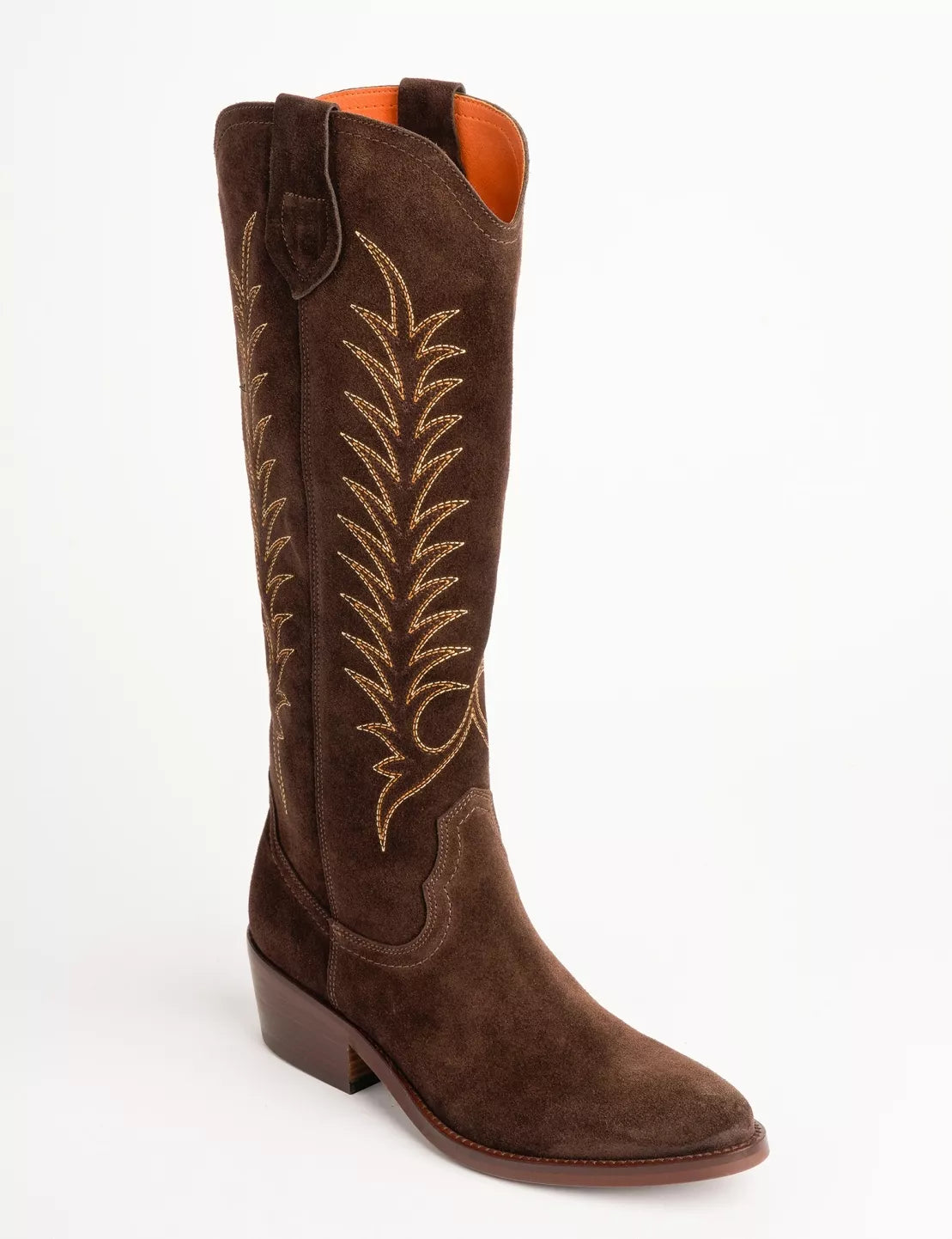 Penelope Chilvers Blanca Suede Embroidered Boot Bitter Chocolate