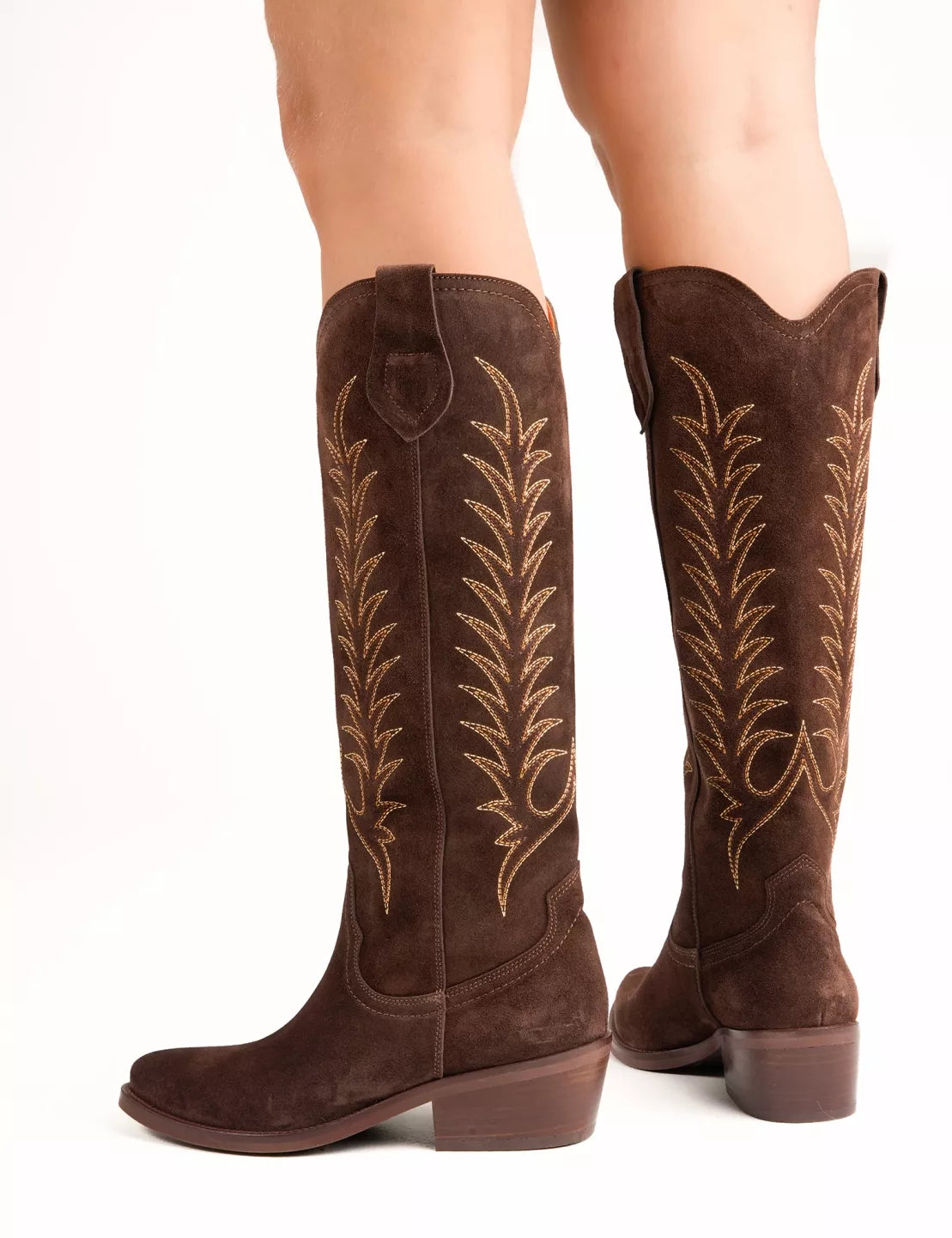 Penelope Chilvers Blanca Suede Embroidered Boot Bitter Chocolate