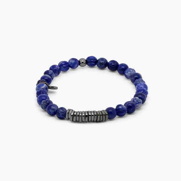 Tateossian Classic Discs bracelet with Sodalite and Black Rhodium Plated Silver