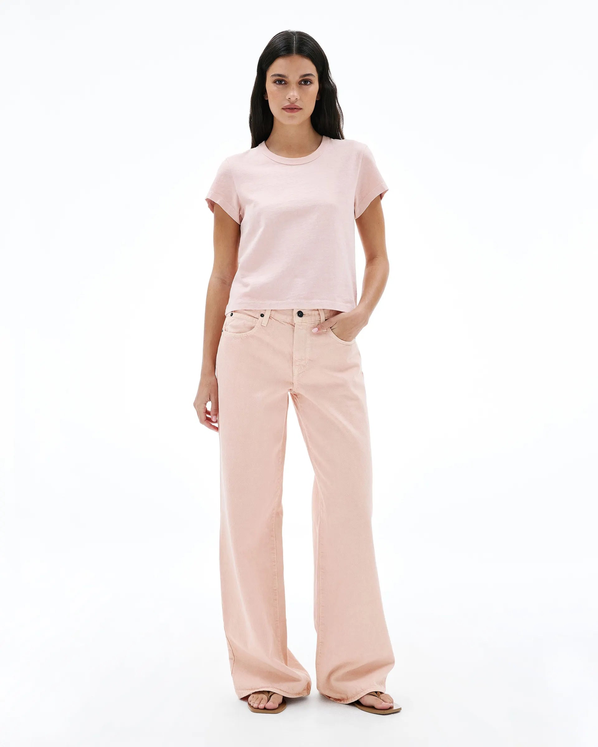 SLVRLAKE Mica Low-Rise Wide-Leg Jean - Dessert Rose