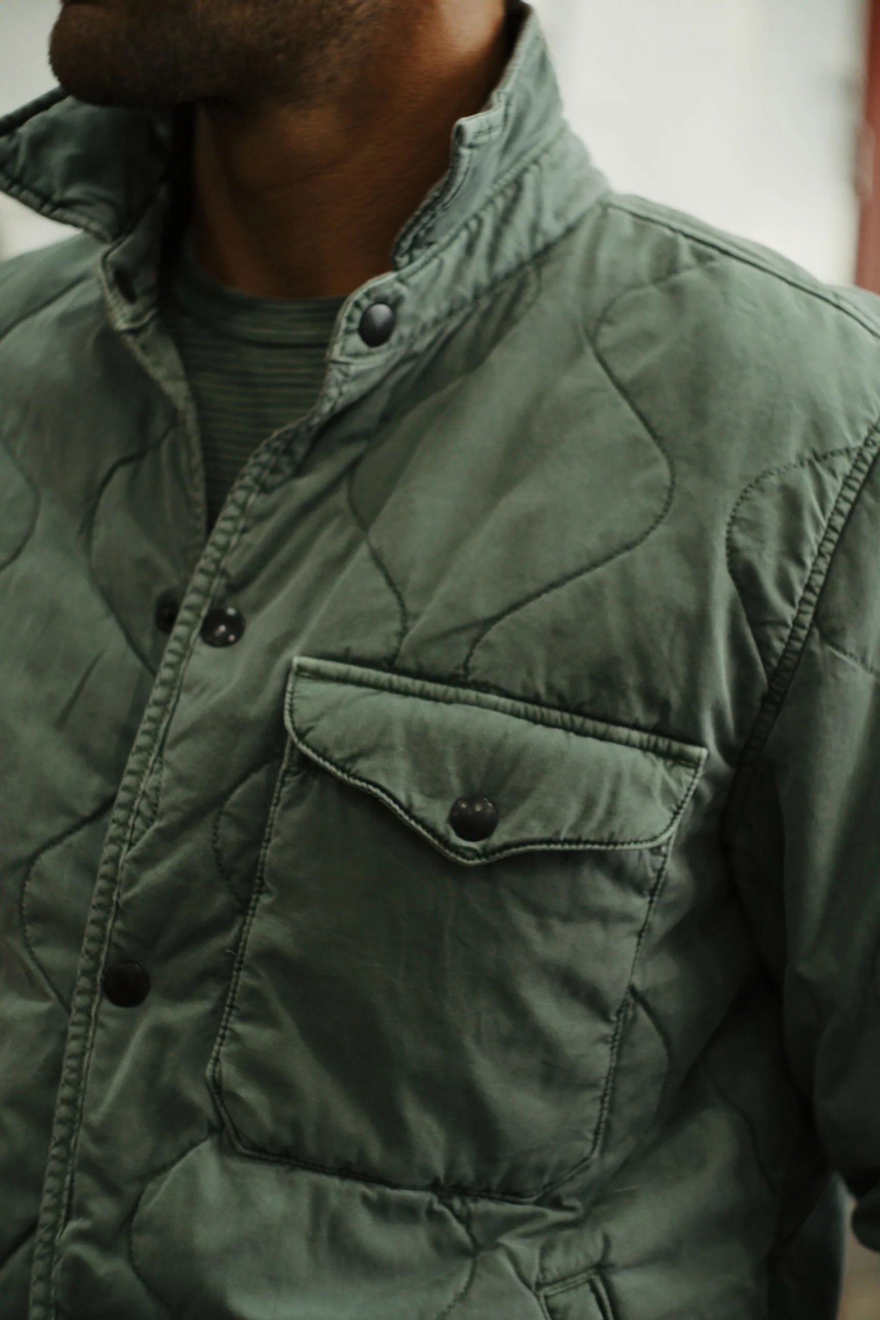 Save Khaki United Flight Quilted Shirt Jacket - Surplus