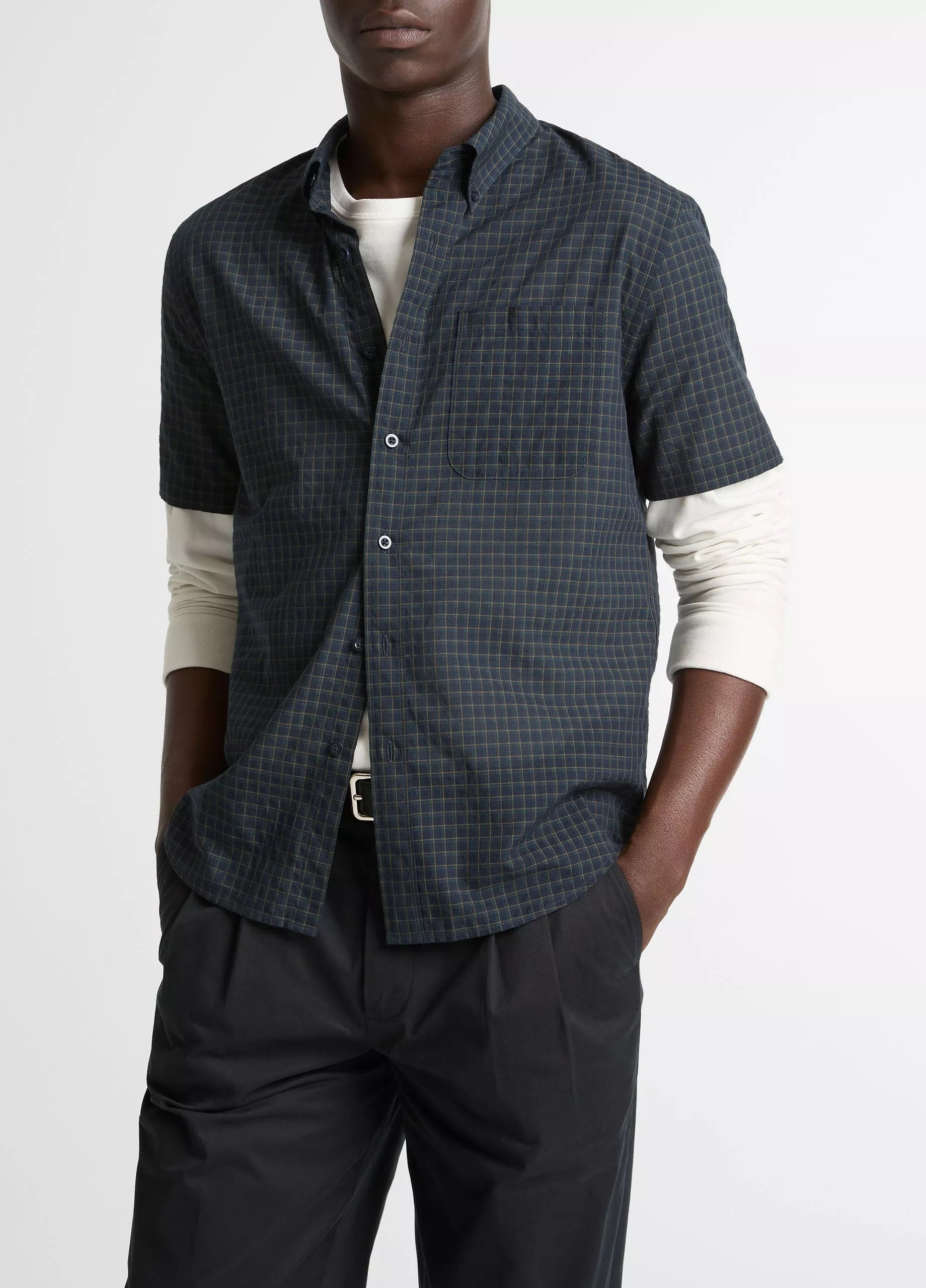 Vince Cortland Plaid Cotton-Blend Button-Down Shirt