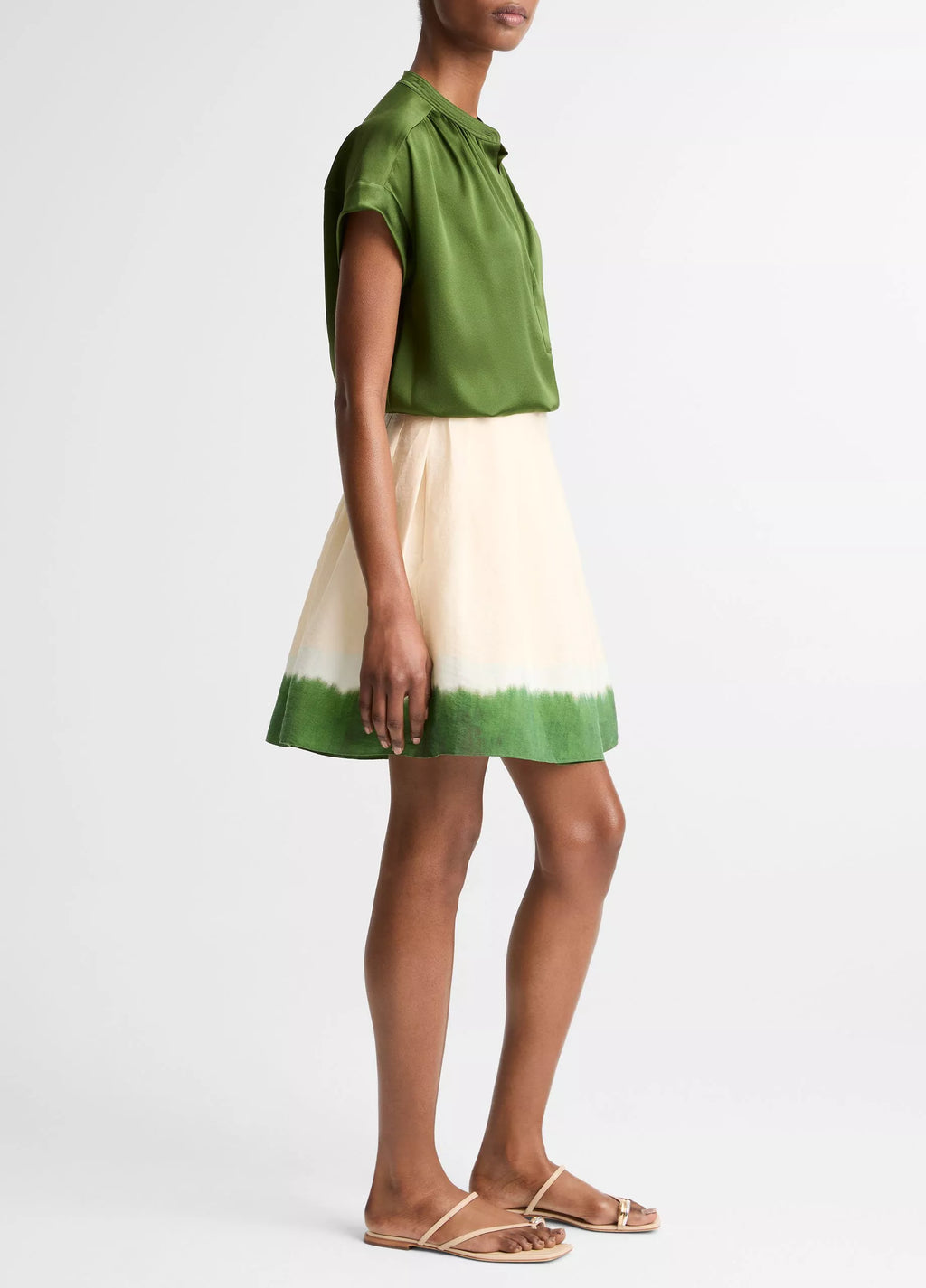 Vince Dip-Dye Pleated Skirt - Porcelain/Herba
