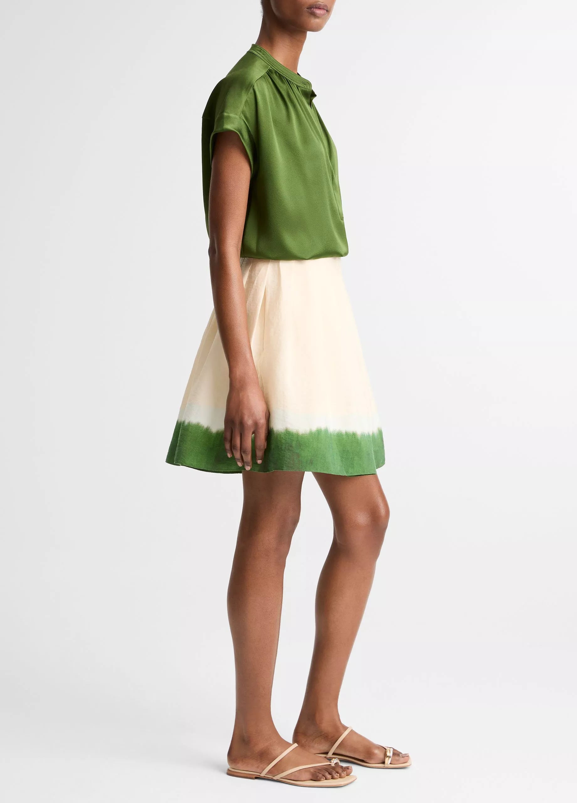 Vince Dip-Dye Pleated Skirt - Porcelain/Herba