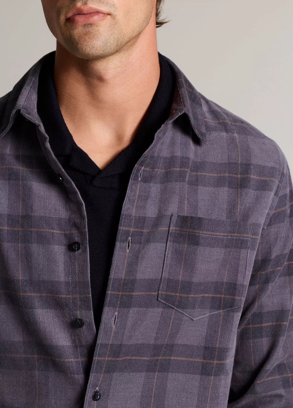 Vince Hamilton Plaid Cotton Corduroy Button-Front Shirt - Late Evening Combo