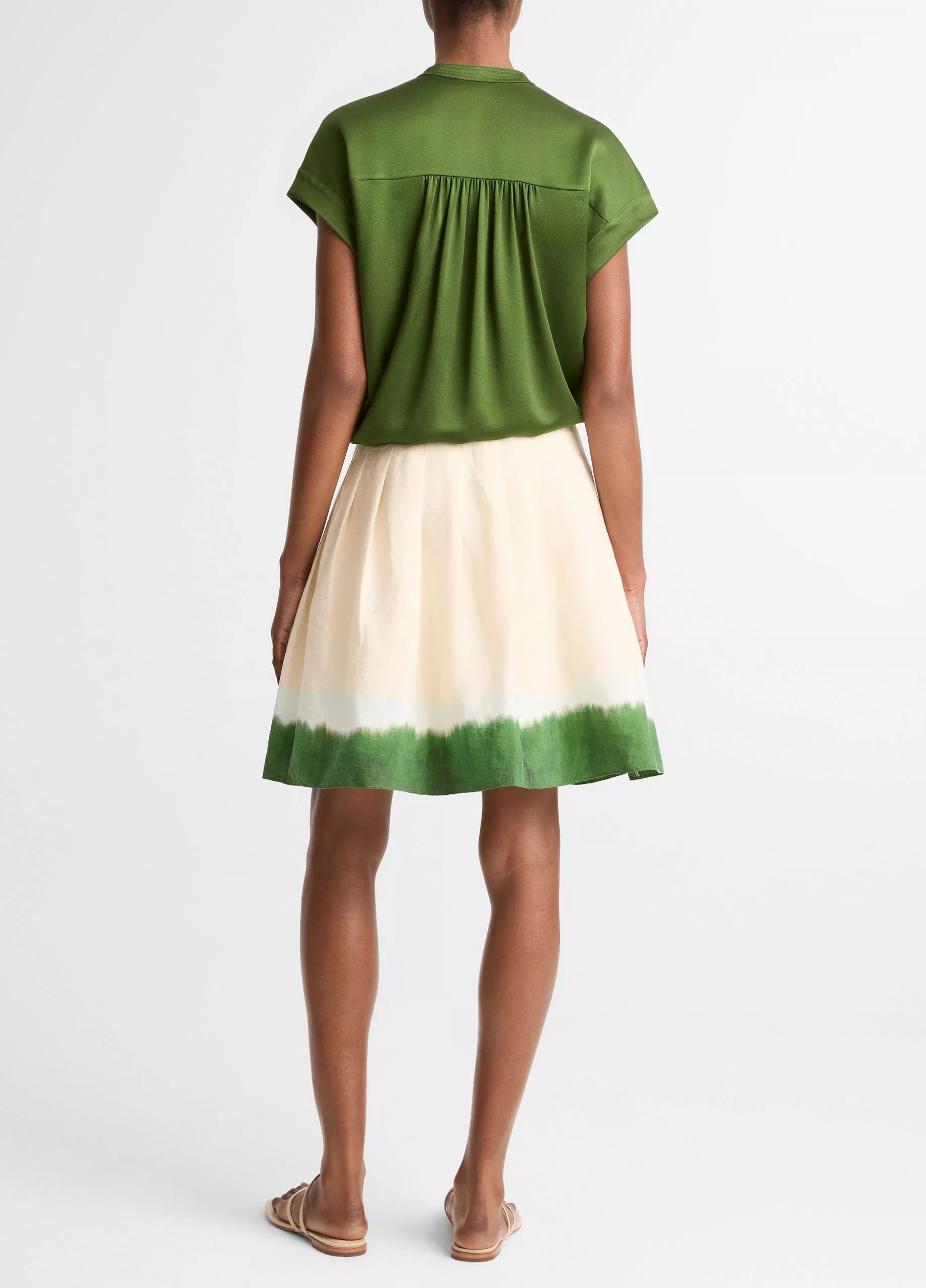 Vince Dip-Dye Pleated Skirt - Porcelain/Herba