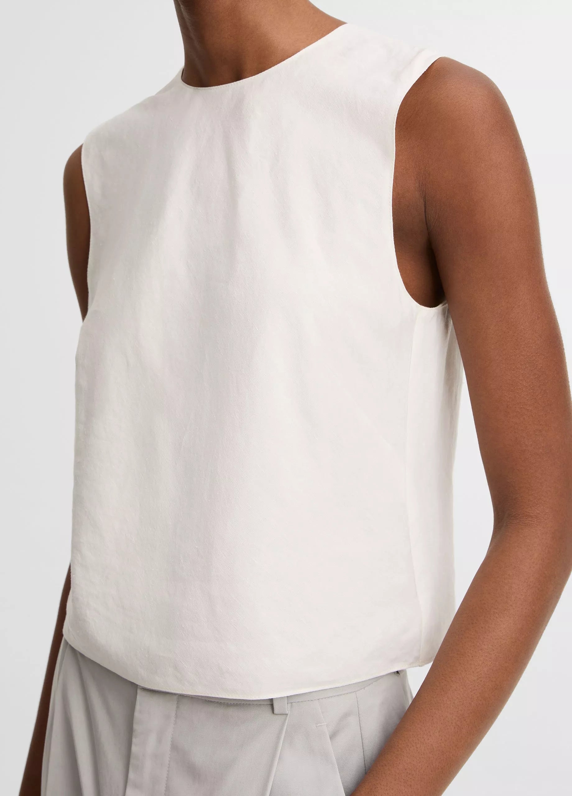 Vince Linen Crew Neck Shell - Optic White