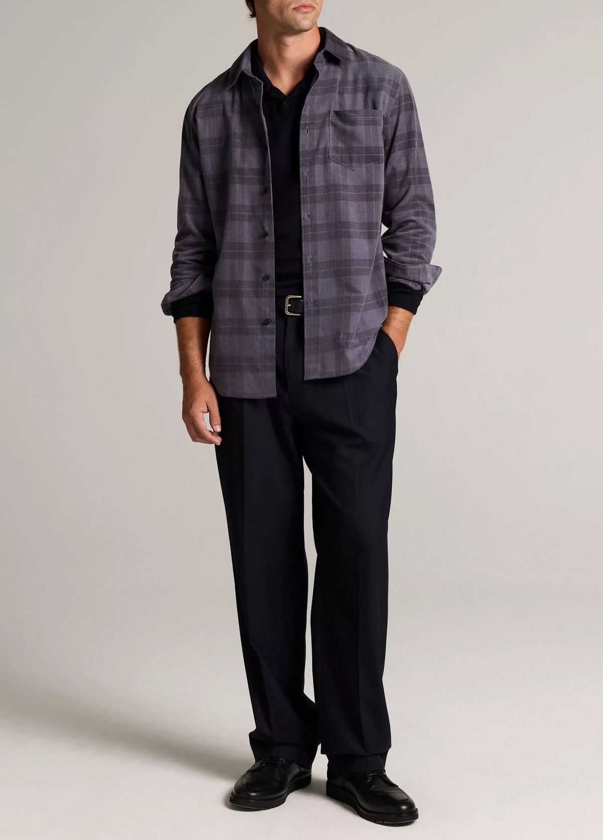 Vince Hamilton Plaid Cotton Corduroy Button-Front Shirt - Late Evening Combo