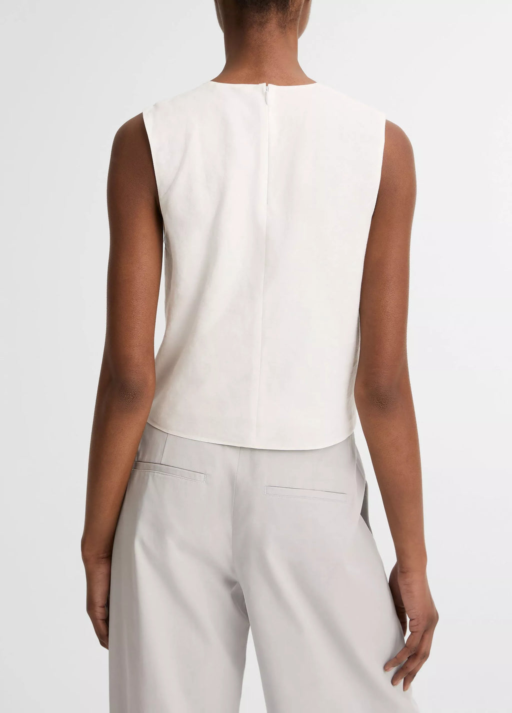 Vince Linen Crew Neck Shell - Optic White