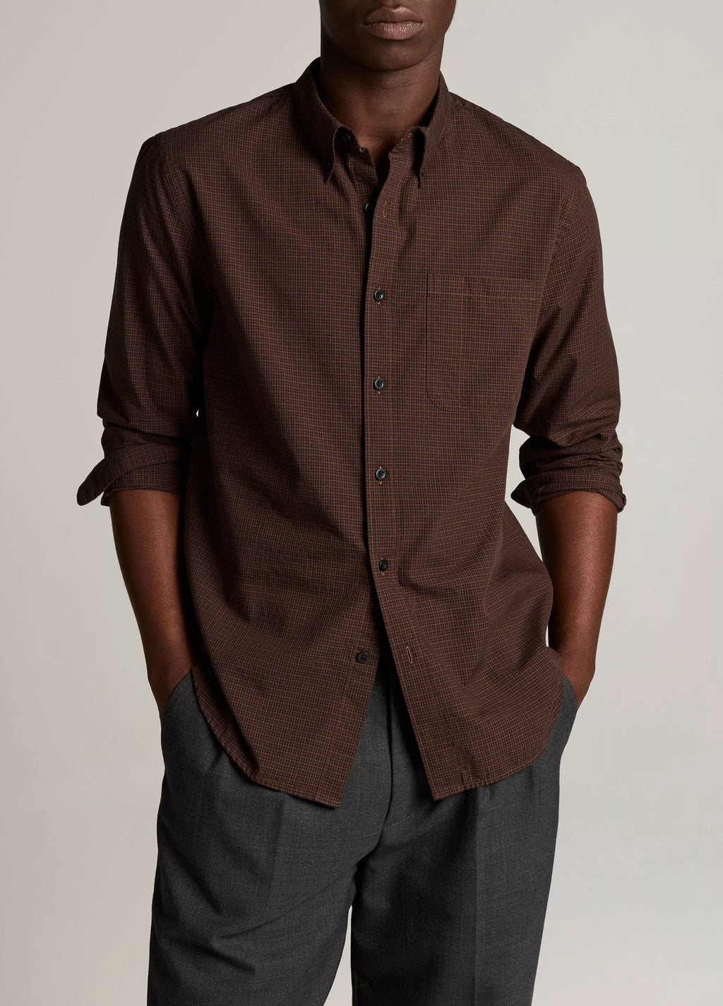 Vince Carnes Plaid Cotton Button-Down Shirt - Chocolate Plum Combo
