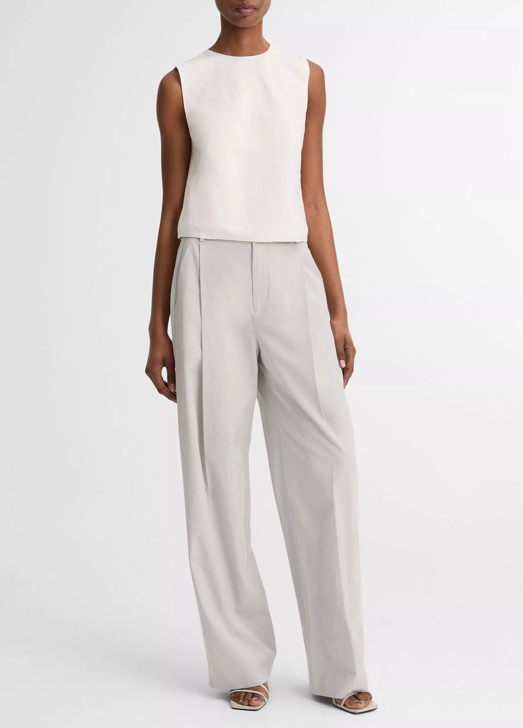 Vince Linen Crew Neck Shell - Optic White