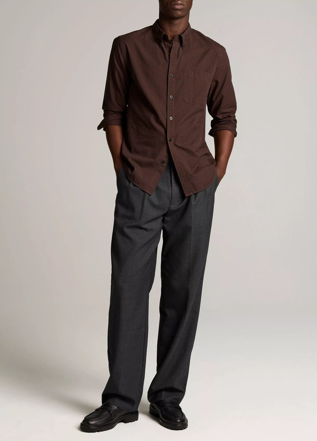 Vince Carnes Plaid Cotton Button-Down Shirt - Chocolate Plum Combo
