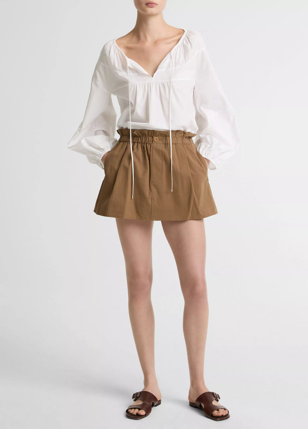 Vince Cotton Pull-On Skort - Almondine