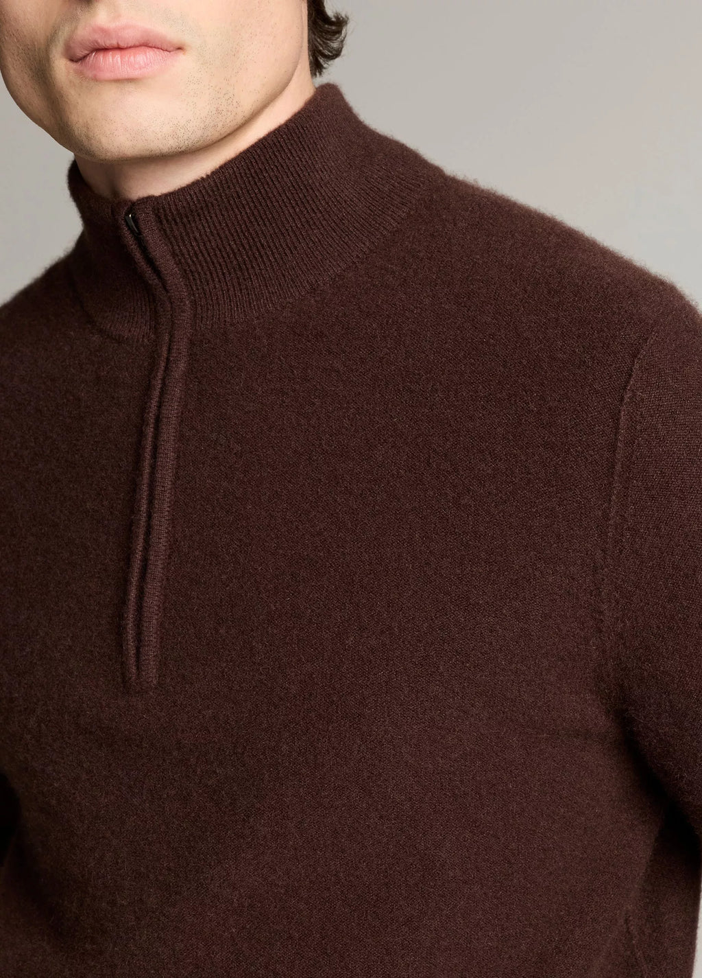 Vince Plush Cashmere Quarter-Zip Sweater - Chocolate Plum